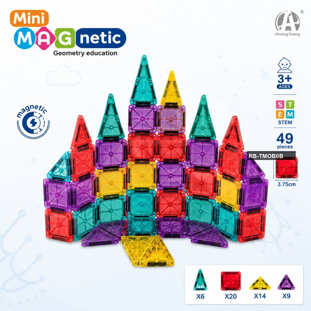 Mini Magnetic Tiles Geometry Education Set (32 PCS / 49 PCS)